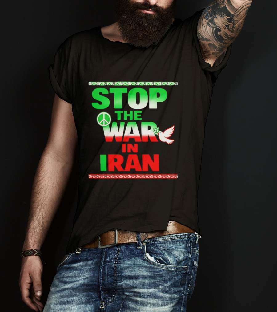 Stop The War In Iran Peace Symbol Dove T-Shirt