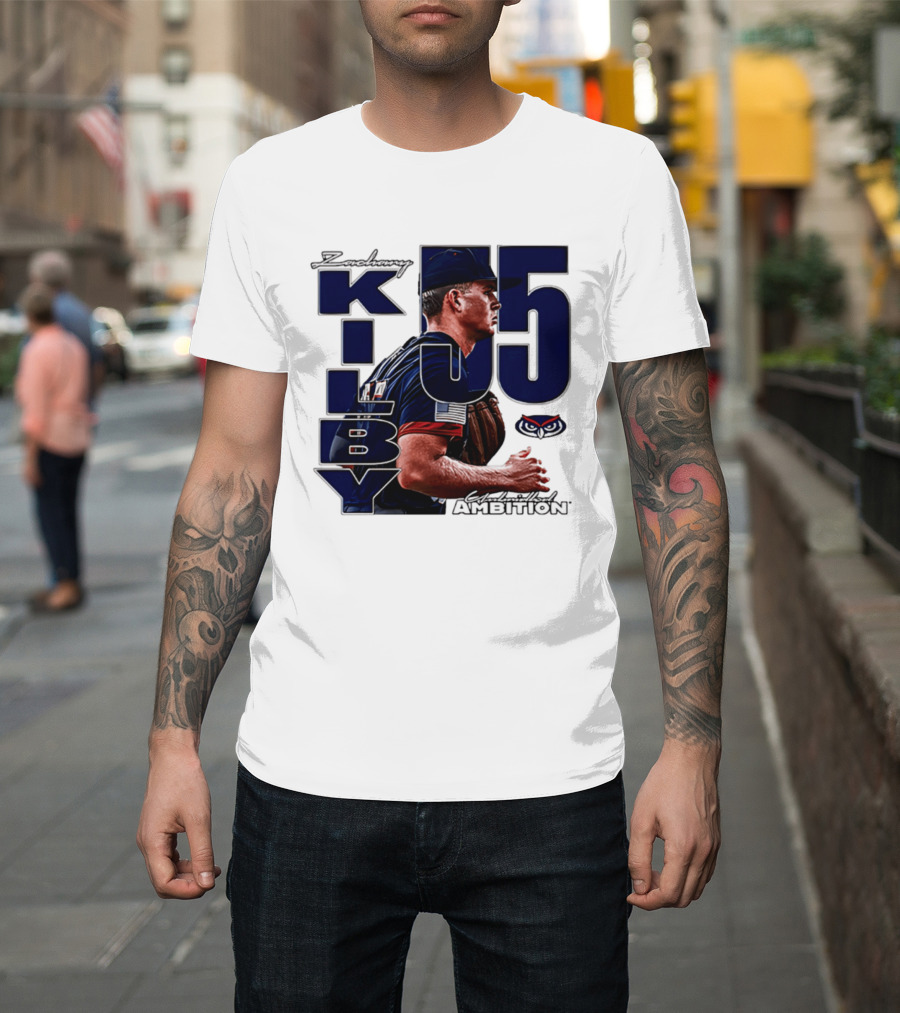 Zach Kilby 55 Baseball Ambition FAU Owls T-Shirt