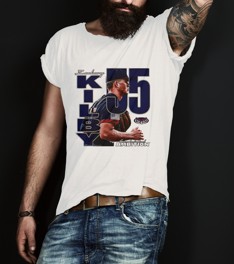 Zach Kilby 55 Baseball Ambition FAU Owls T-Shirt