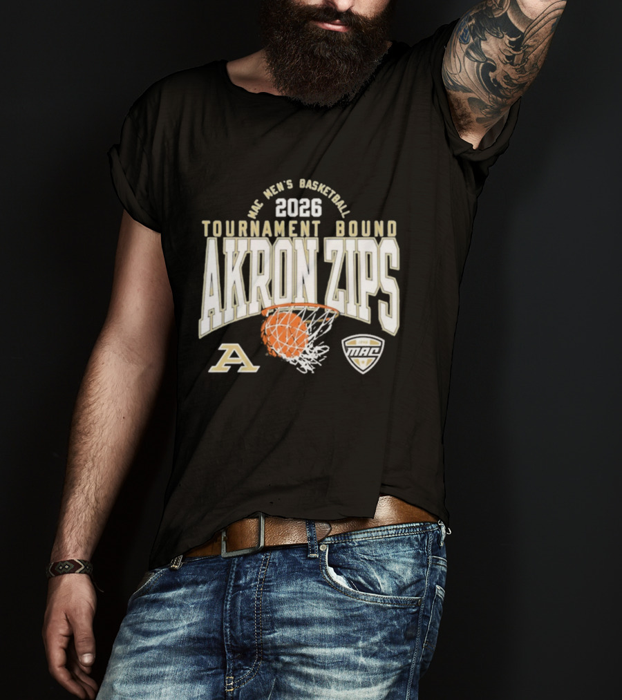 Akron Zips 2026 MAC Men's Basketball Tournament Bound Summit Sportswear T-Shirt