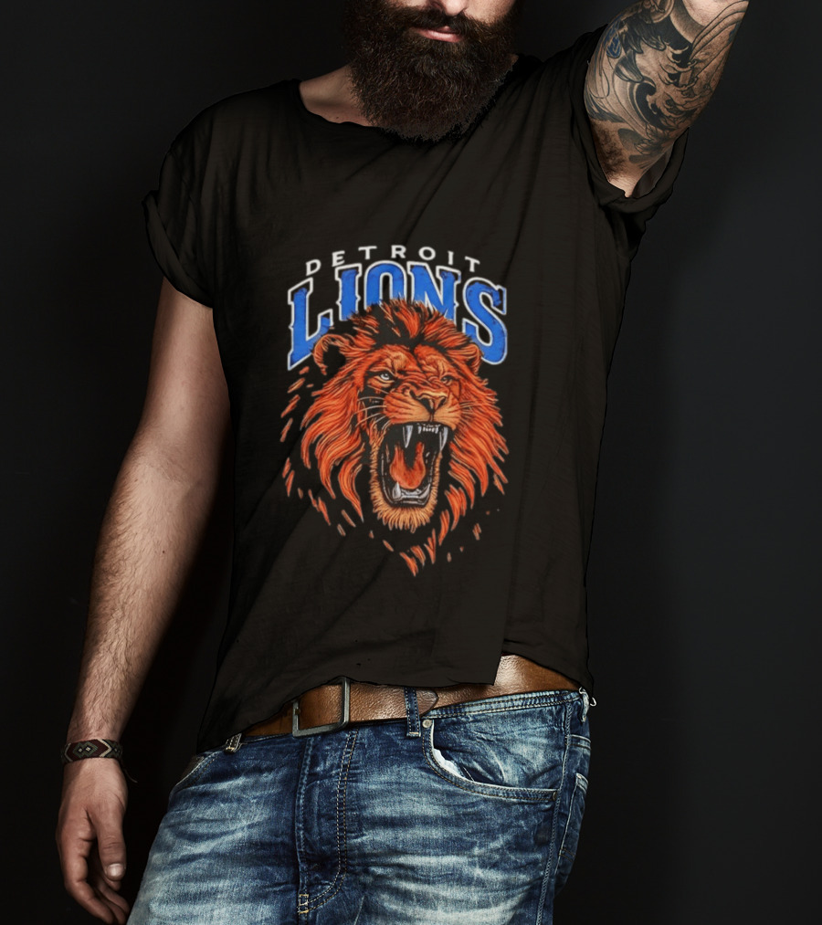 Detroit Lions Roaring Lion Head NFL Team T-Shirt