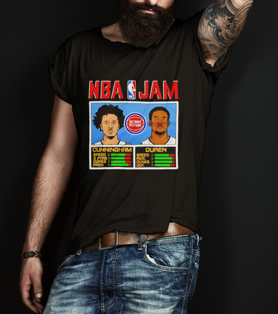 NBA Jam Detroit Pistons Cade Cunningham Jalen Duren Stats T-Shirt