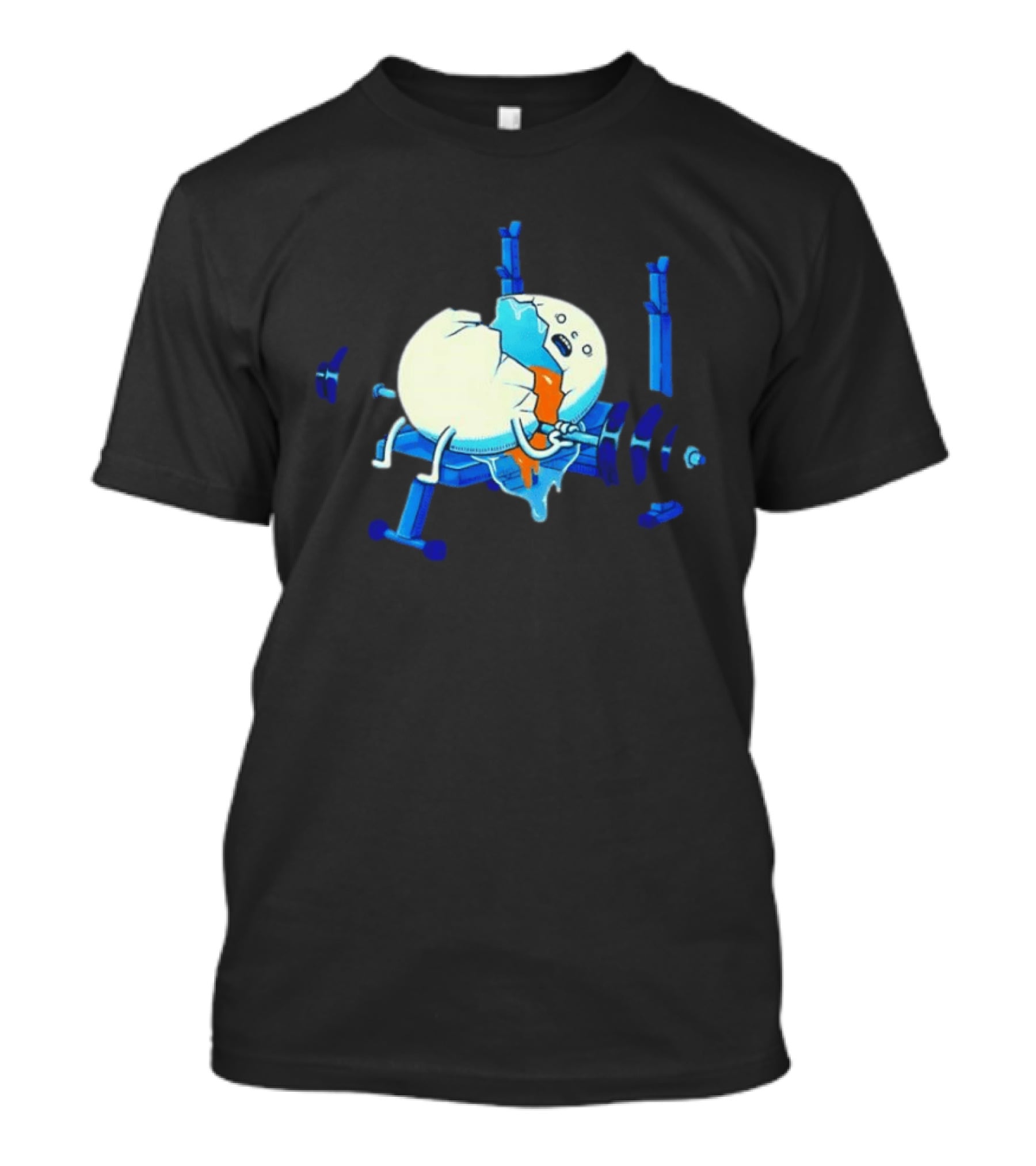Cracked Egg Lifting Weights Funny Fitness Humor T-Shirt