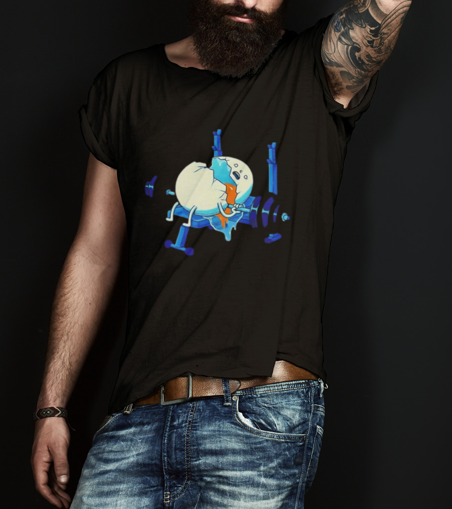 Cracked Egg Lifting Weights Funny Fitness Humor T-Shirt