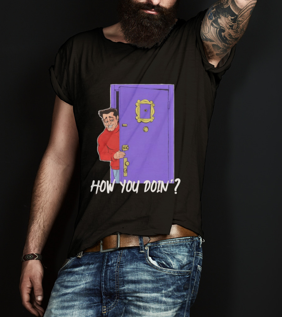 Joey Tribbiani How You Doin Cartoon Purple Door Iconic Phrase T-Shirt