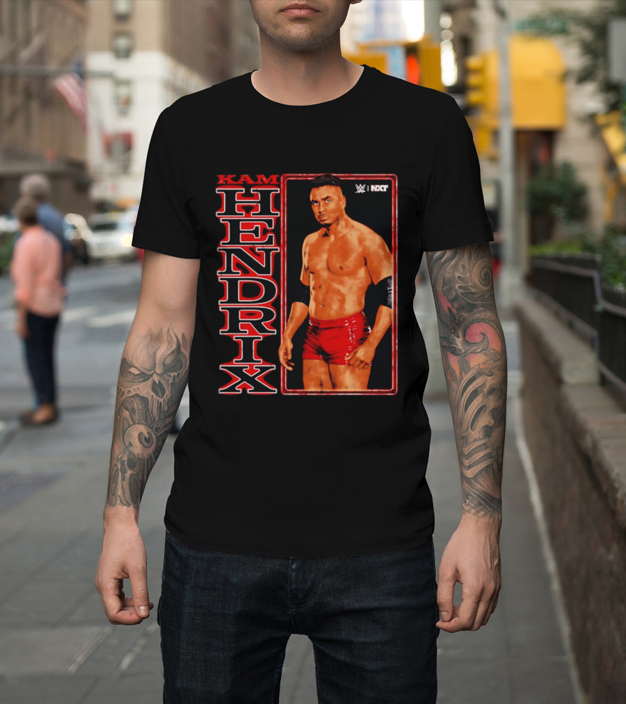 Kam Hendrix WWE NXT Vertical Name Red Trunks T-Shirt