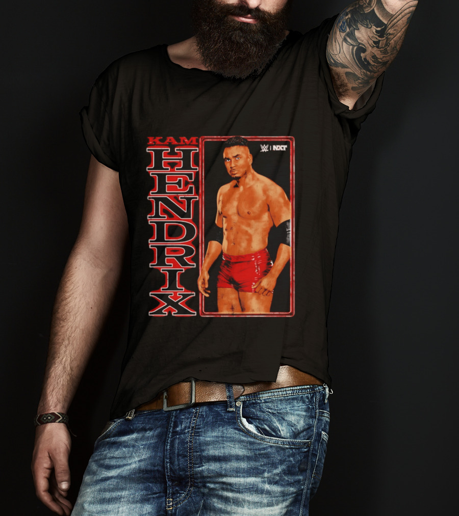 Kam Hendrix WWE NXT Vertical Name Red Trunks T-Shirt
