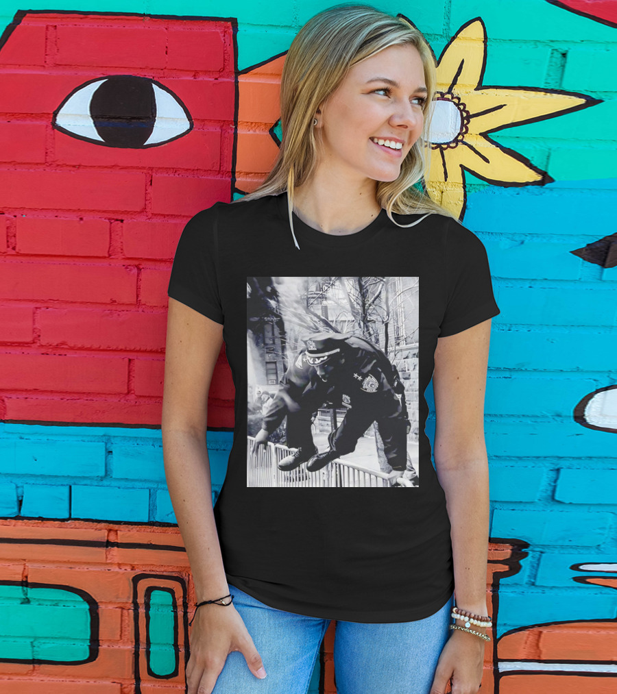 Chief Aaron Edwards American Hero Police Officer Jumping Fence T-Shirt