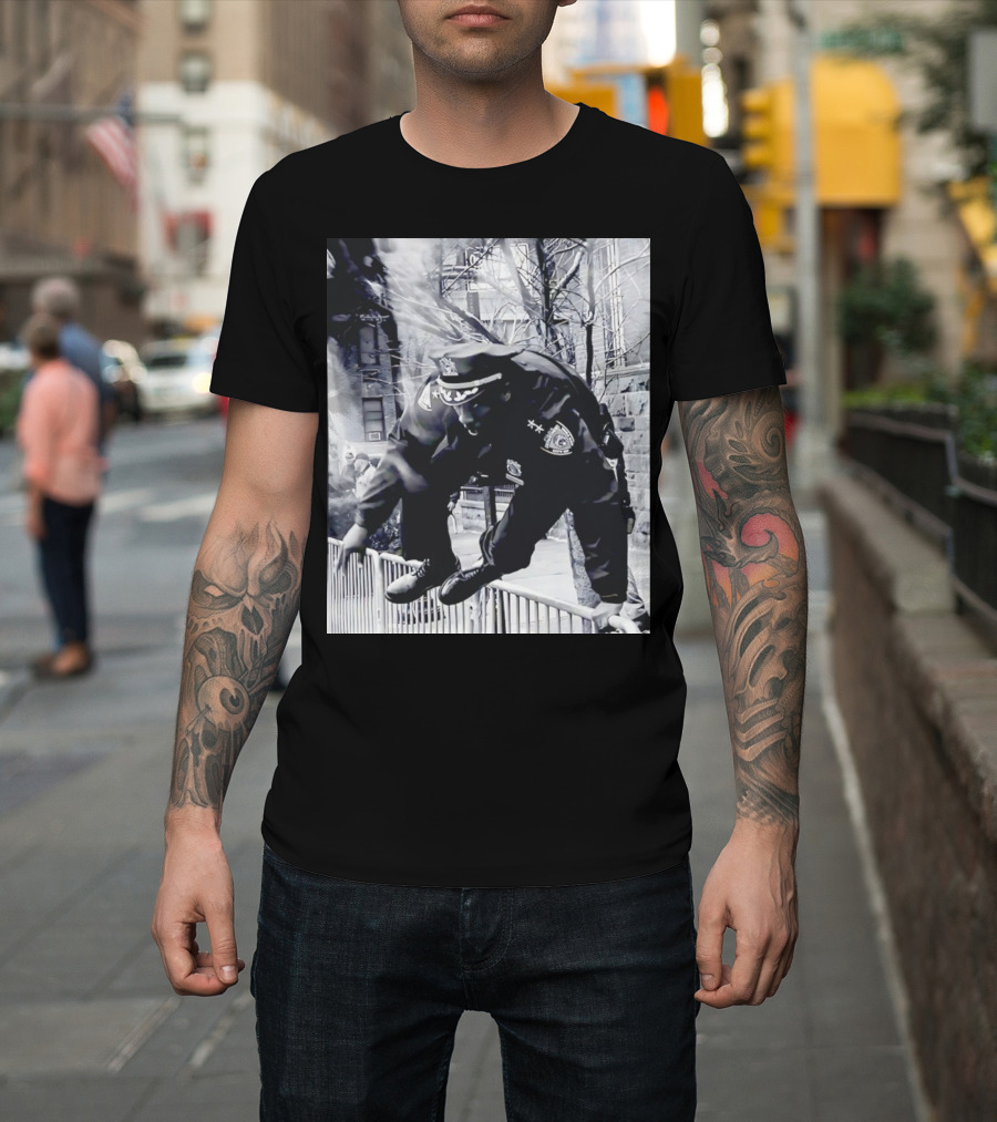 Chief Aaron Edwards American Hero Police Officer Jumping Fence T-Shirt