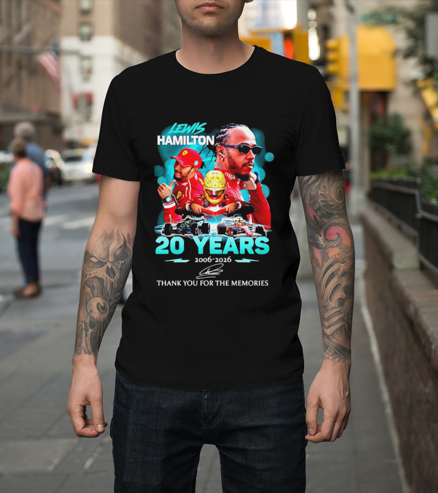 Lewis Hamilton 20 Years 2006 2026 Thank You For The Memories Ferrari F1 Racing Celebration T-Shirt