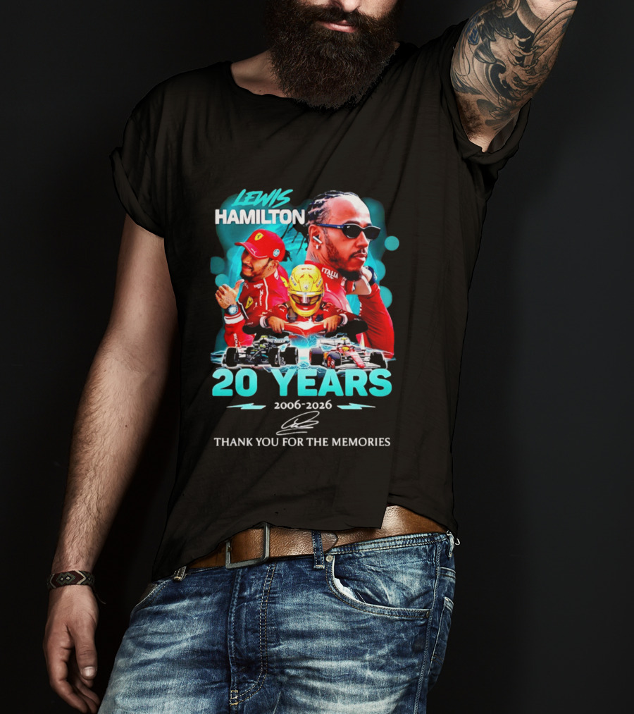 Lewis Hamilton 20 Years 2006 2026 Thank You For The Memories Ferrari F1 Racing Celebration T-Shirt