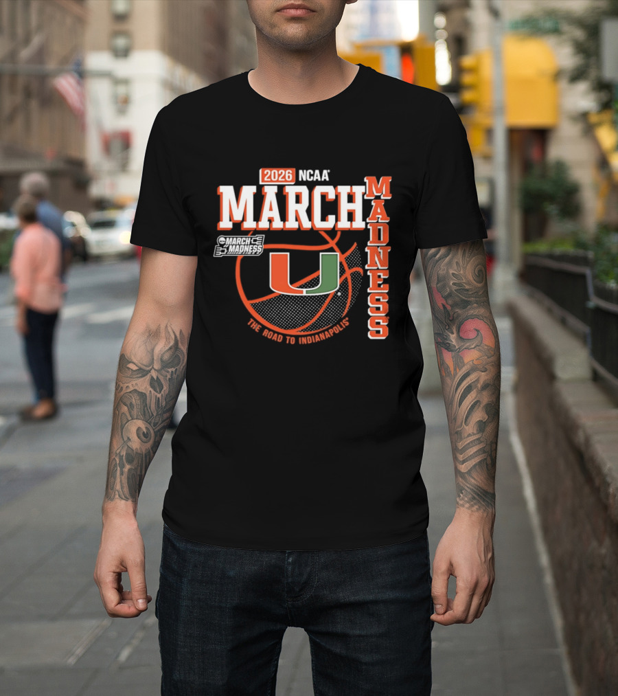 NCAA March Madness 2026 Miami Hurricanes The Road To Indianapolis T-Shirt