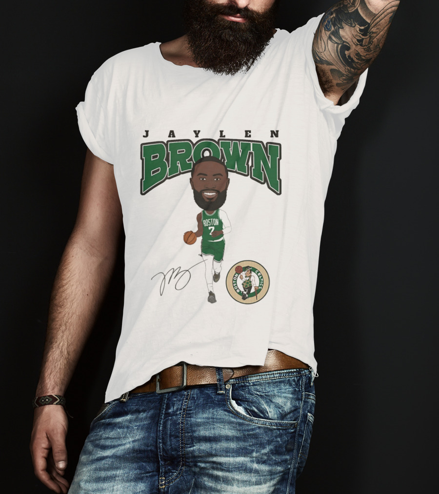 Jaylen Brown Boston Celtics Hardwood Comic Celtics Player Caricature T-Shirt