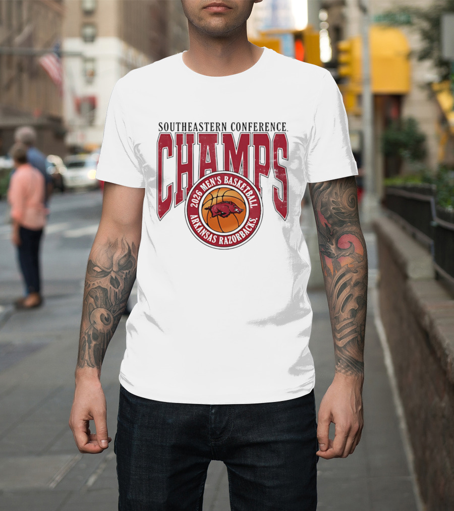 2026 Arkansas Razorbacks Men's Basketball Southeastern Conference Champs T-Shirt