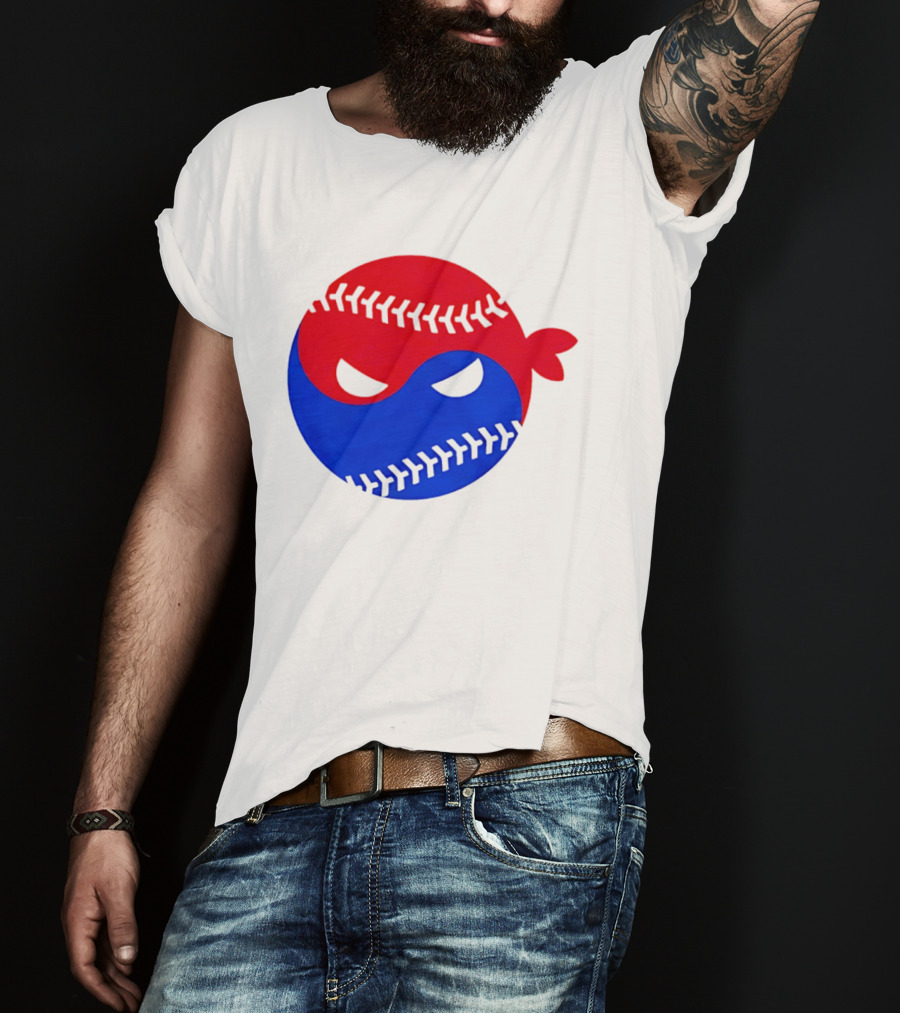 Pitching Ninja South Korea Baseball Yin Yang T-Shirt