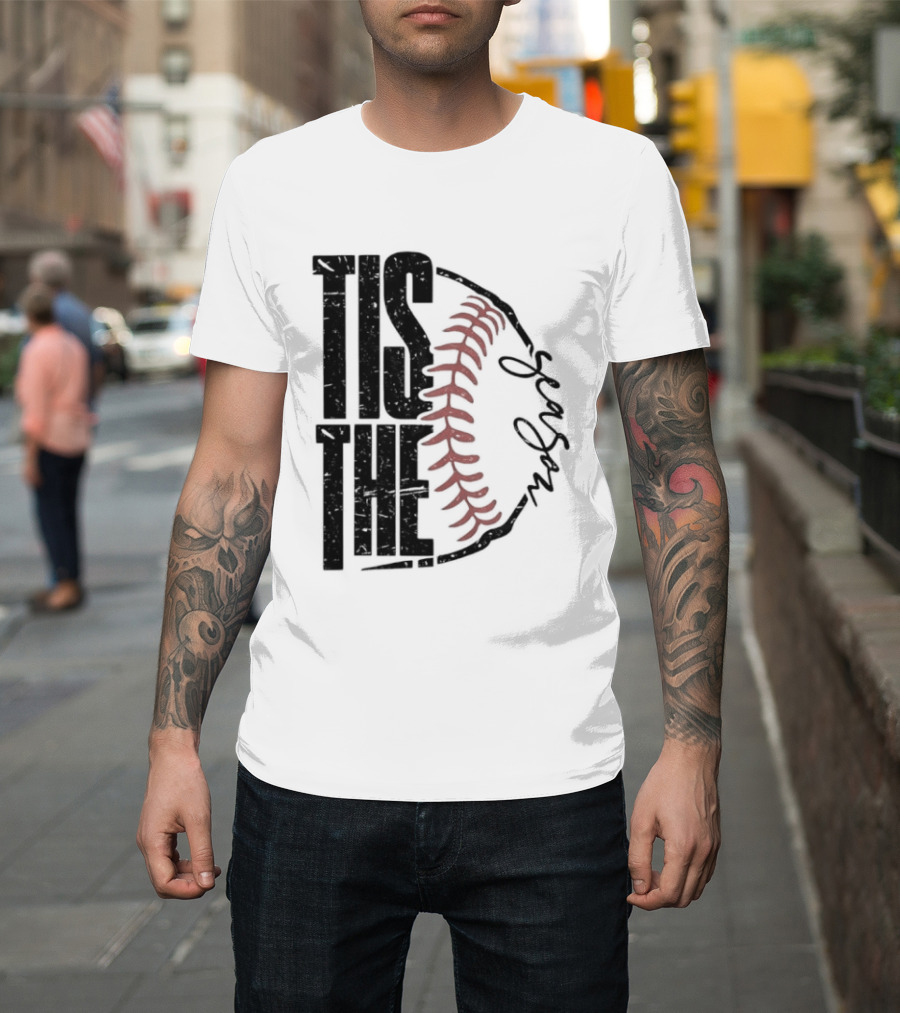 Tis The Season Baseball Stitch Spiral T-Shirt