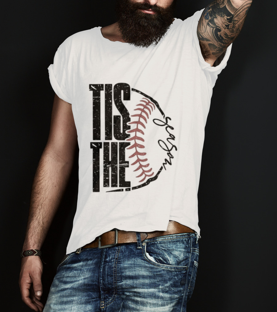 Tis The Season Baseball Stitch Spiral T-Shirt