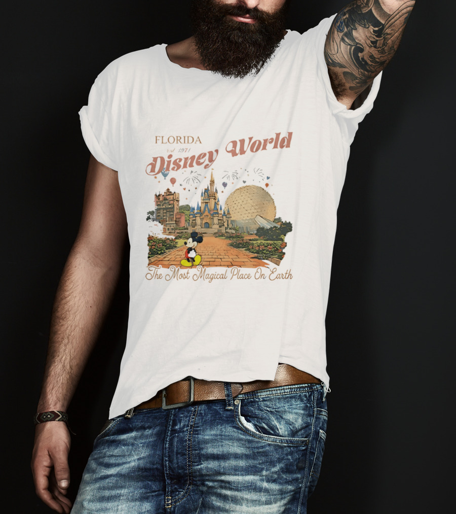 Florida Disney World Est 1971 The Most Magical Place On Earth Mickey Mouse Castle Spaceship Earth T-Shirt