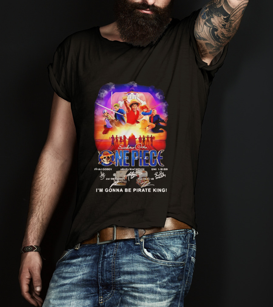 Euichiro Oda One Piece I'm Gonna Be Pirate King Luffy Cast Autographs T-Shirt