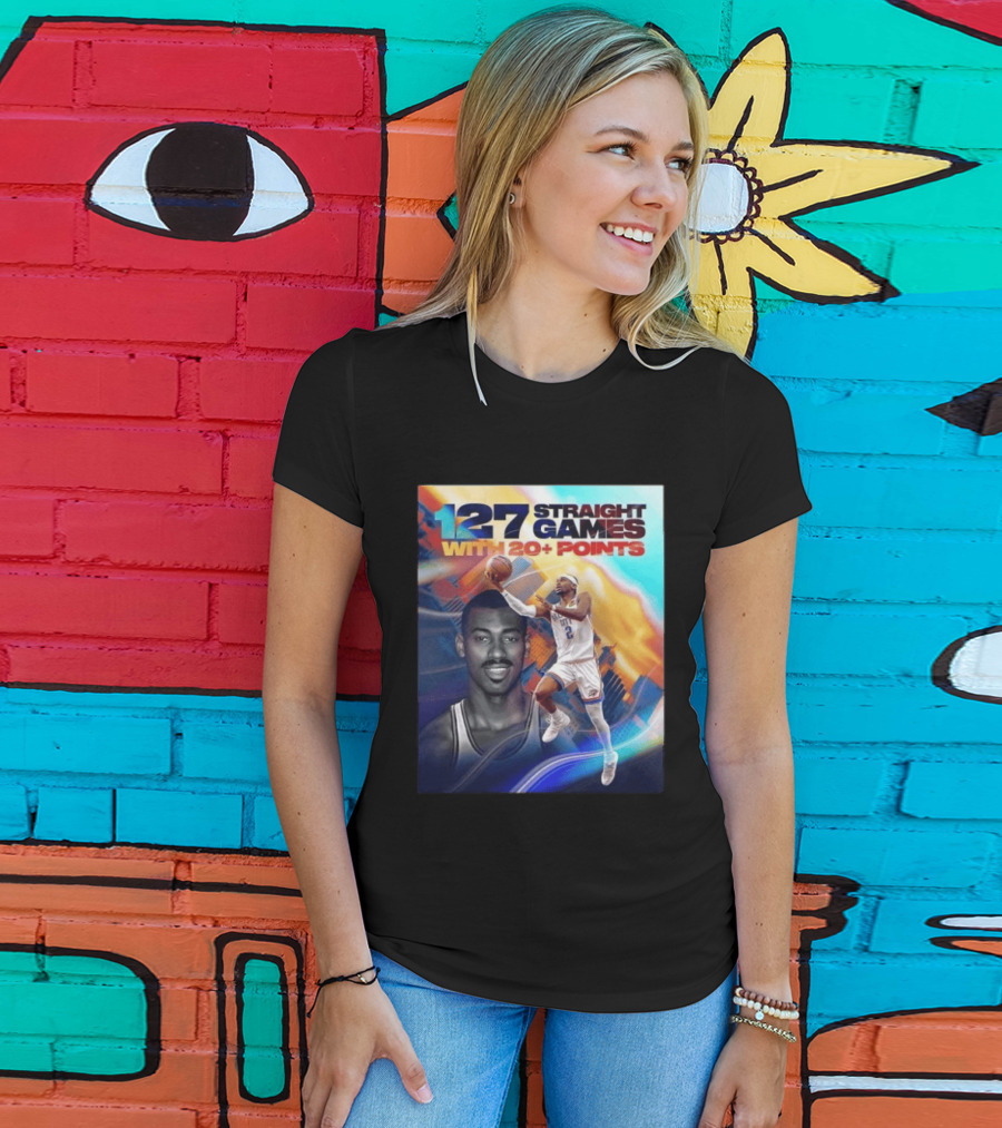 127 Straight Games With 20+ Points Shai Gilgeous Alexander OKC Thunder Basketball T-Shirt