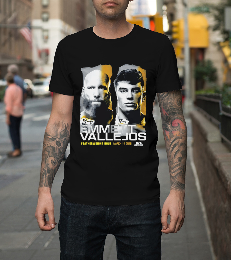 UFC Fight Night Emmett Vallejos Featherweight Bout March 2026 T-Shirt