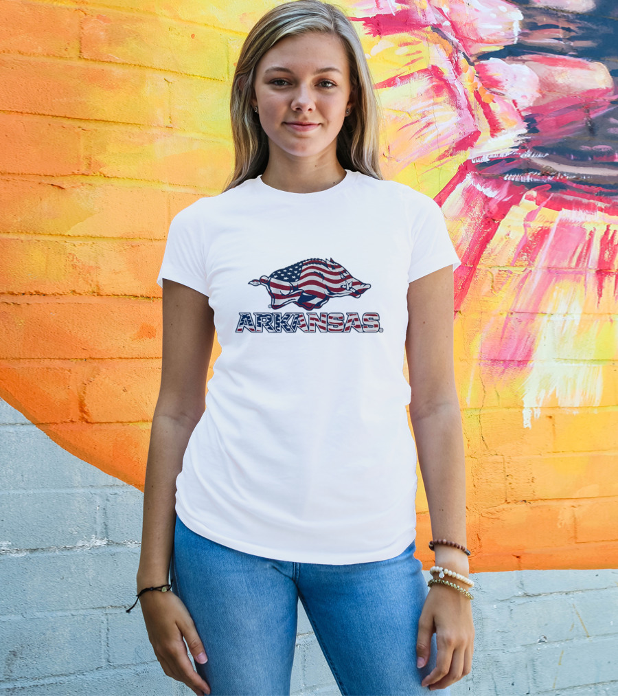 Arkansas Razorbacks American Flag Hog Patriotic T-Shirt