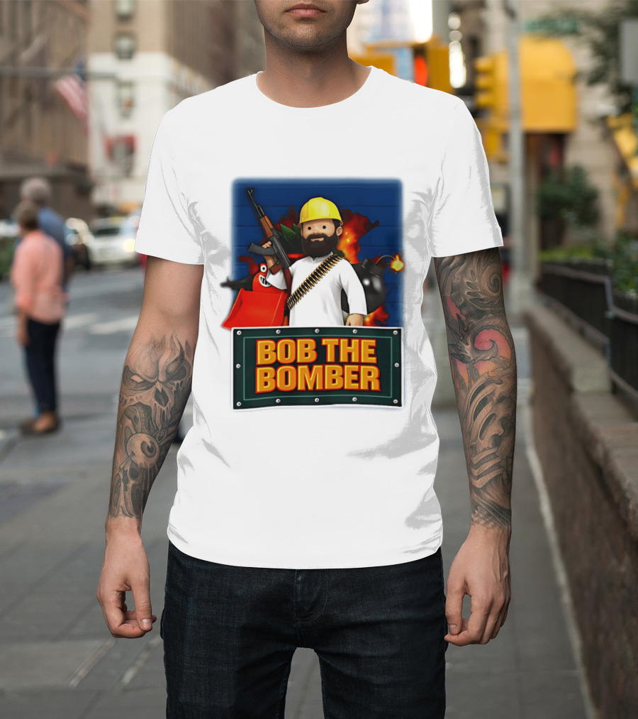 Bob The Bomber Cartoon Character With Gun And Explosives T-Shirt