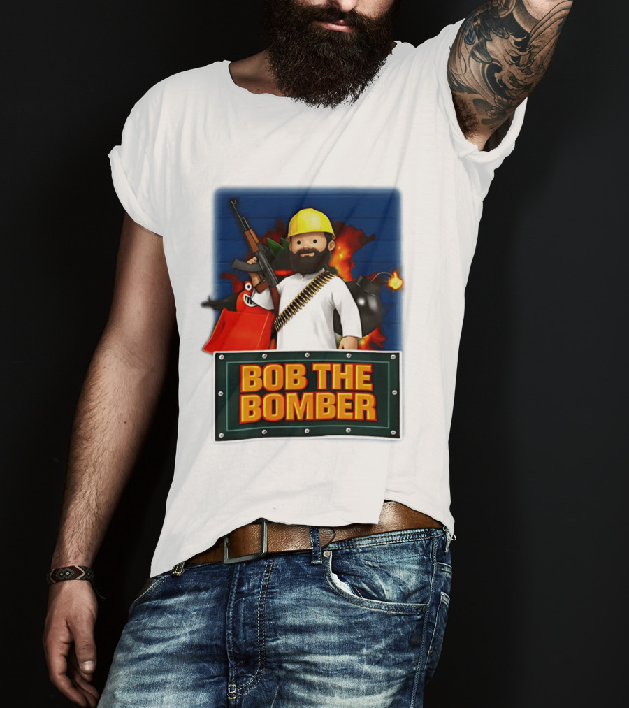 Bob The Bomber Cartoon Character With Gun And Explosives T-Shirt