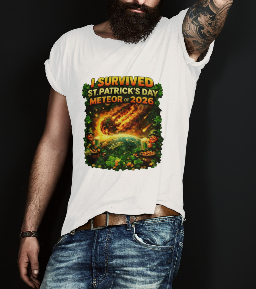 I Survived St. Patrick's Day Meteor Of 2026 Leprechaun Shamrock Adventure T-Shirt