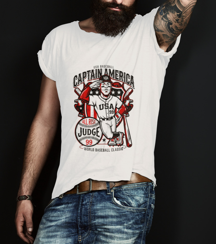 USA Baseball Captain America All Rise Judge 99 World Baseball T-Shirt