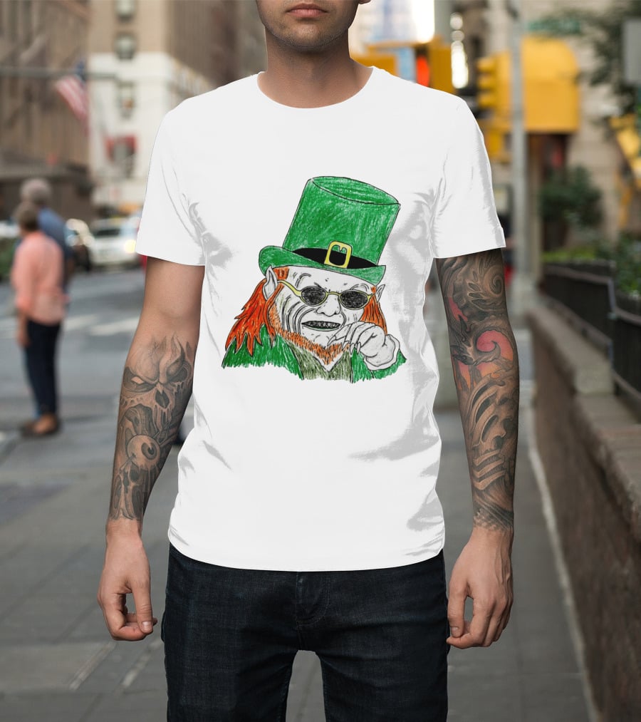 Leprechaun In The Hood Green Hat Sunglasses Red Hair T-Shirt