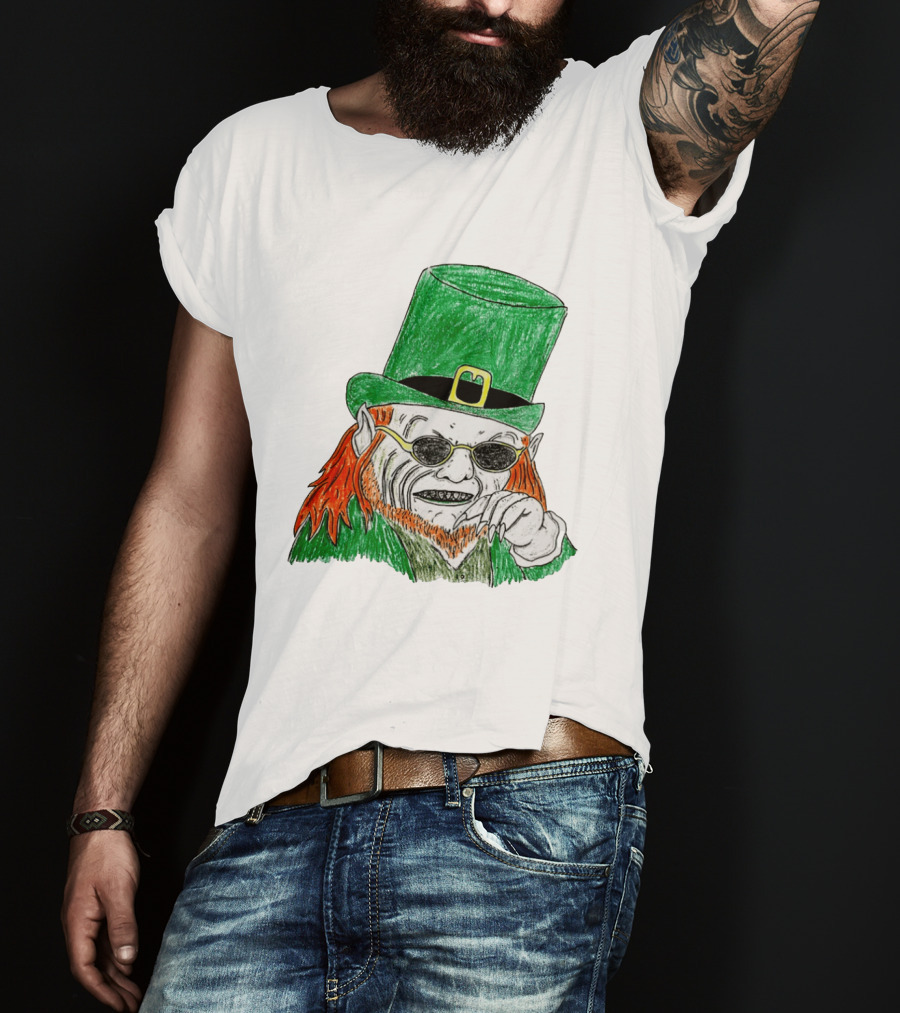 Leprechaun In The Hood Green Hat Sunglasses Red Hair T-Shirt