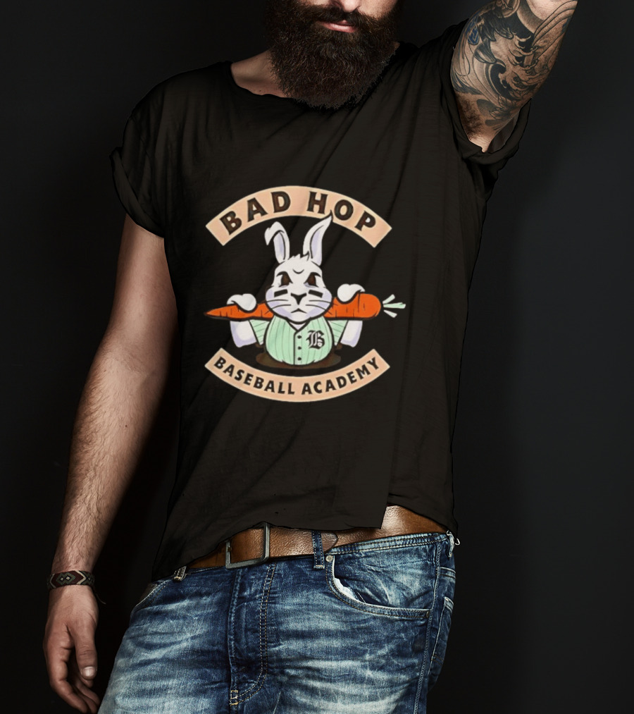 Bad Hop Baseball Academy Angry Bunny Carrot Player T-Shirt