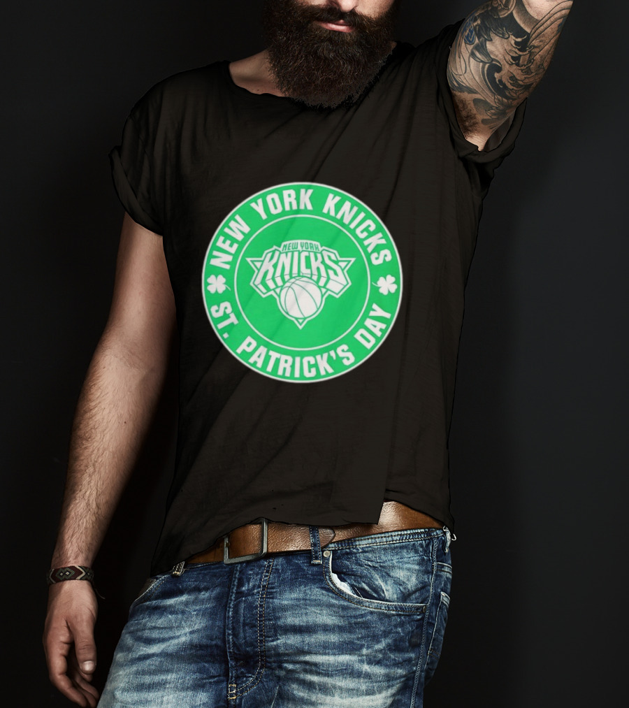 New York Knicks St Patrick's Day Shamrock Green Basketball Team Celebration T-Shirt