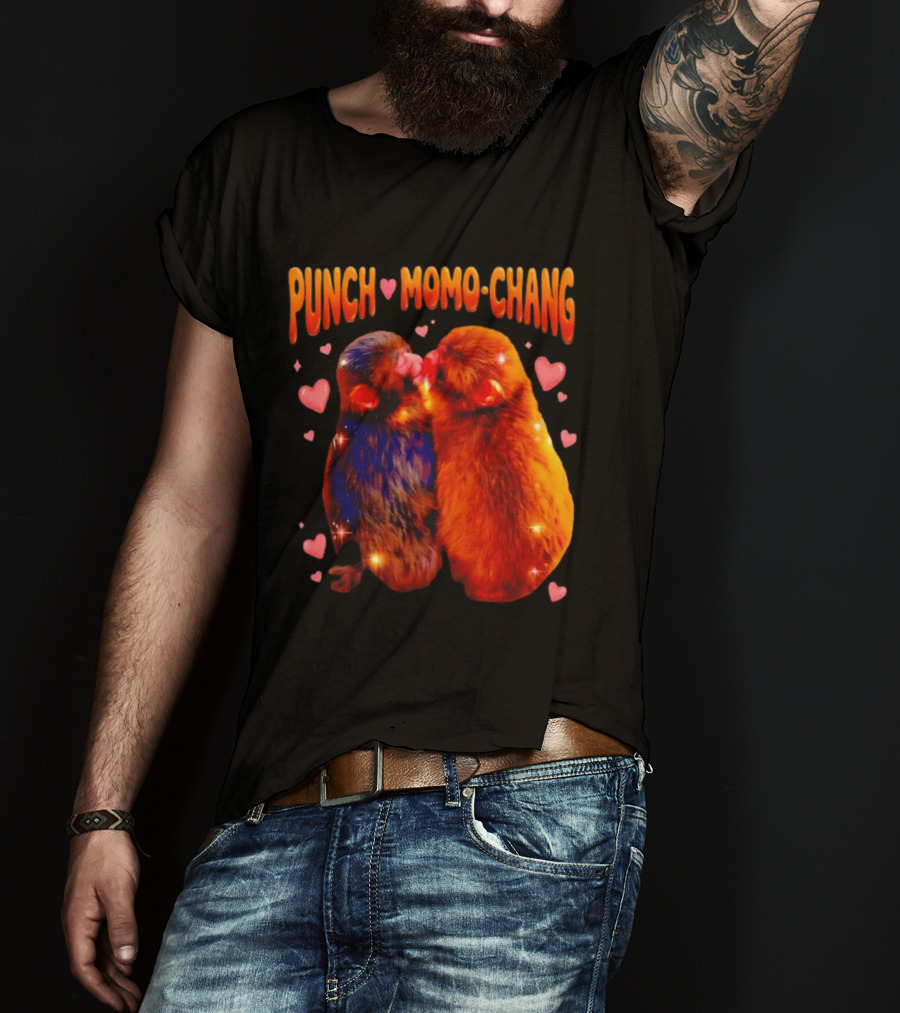 Punch Momo Chang Kissing Monkeys With Hearts T-Shirt
