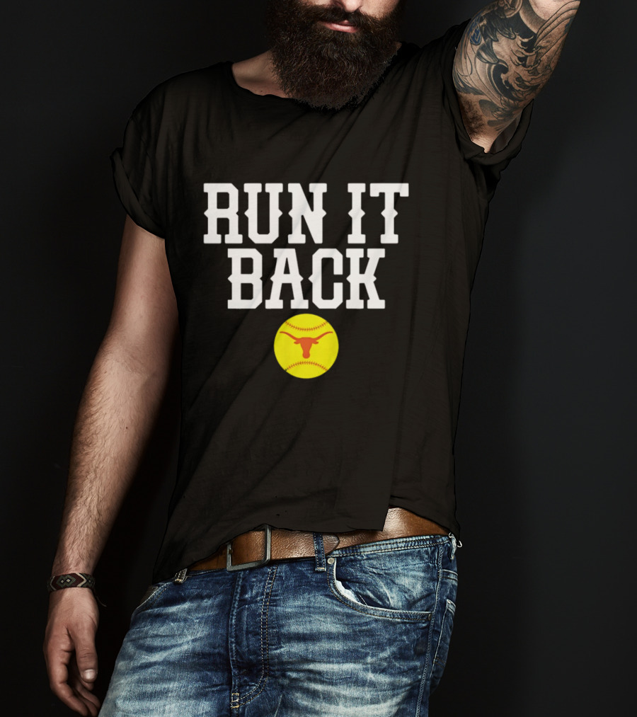 Texas Softball Run It Back Longhorn Yellow Softball T-Shirt