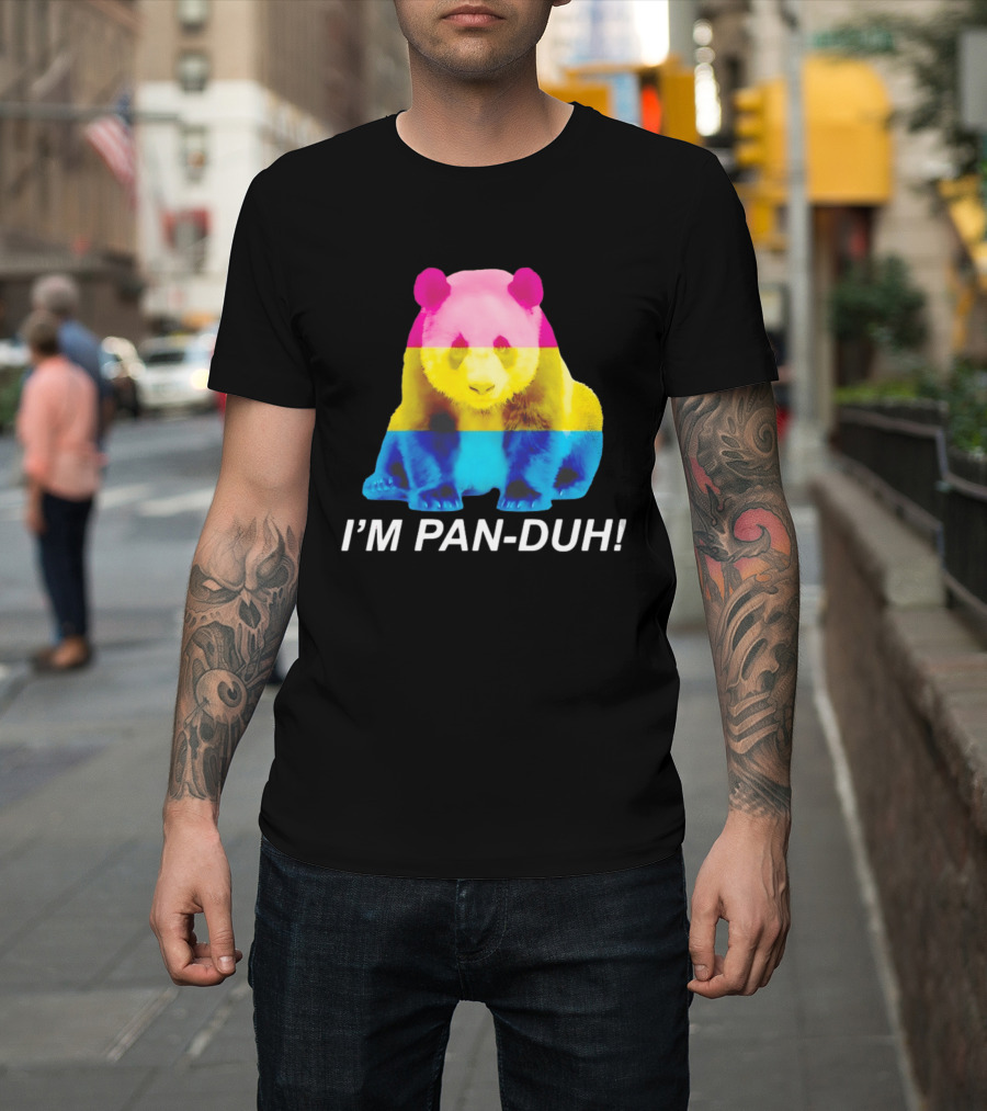 Panda I'm Pan Duh With Pan Flag Colors Panda T-Shirt