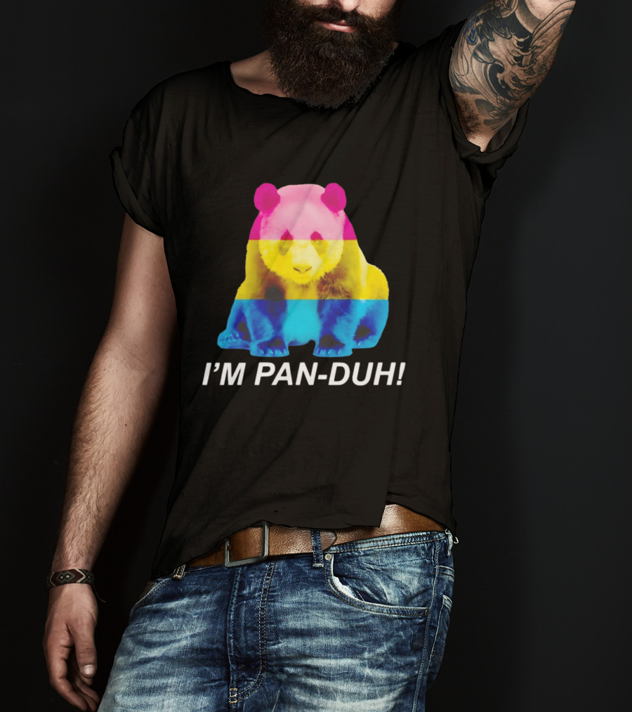 Panda I'm Pan Duh With Pan Flag Colors Panda T-Shirt