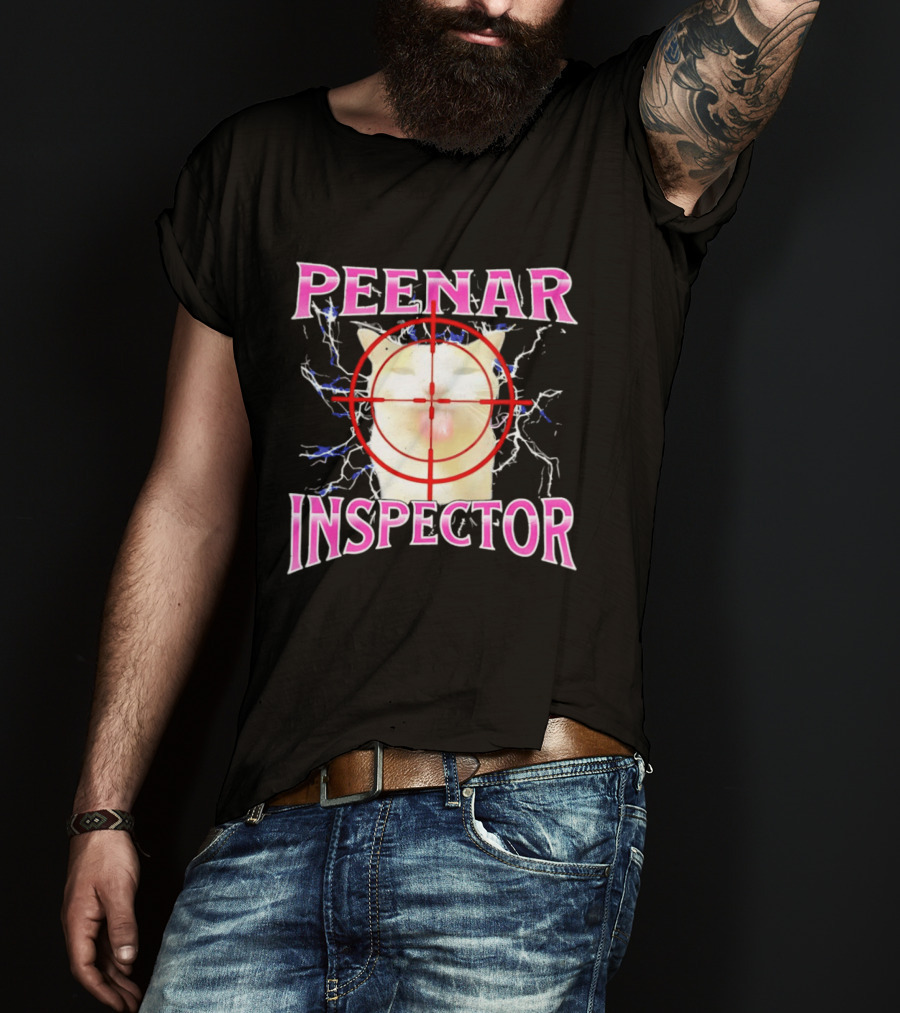 Peenar Inspector Cat Meme With Target Crosshair And Lightning Effects T-Shirt
