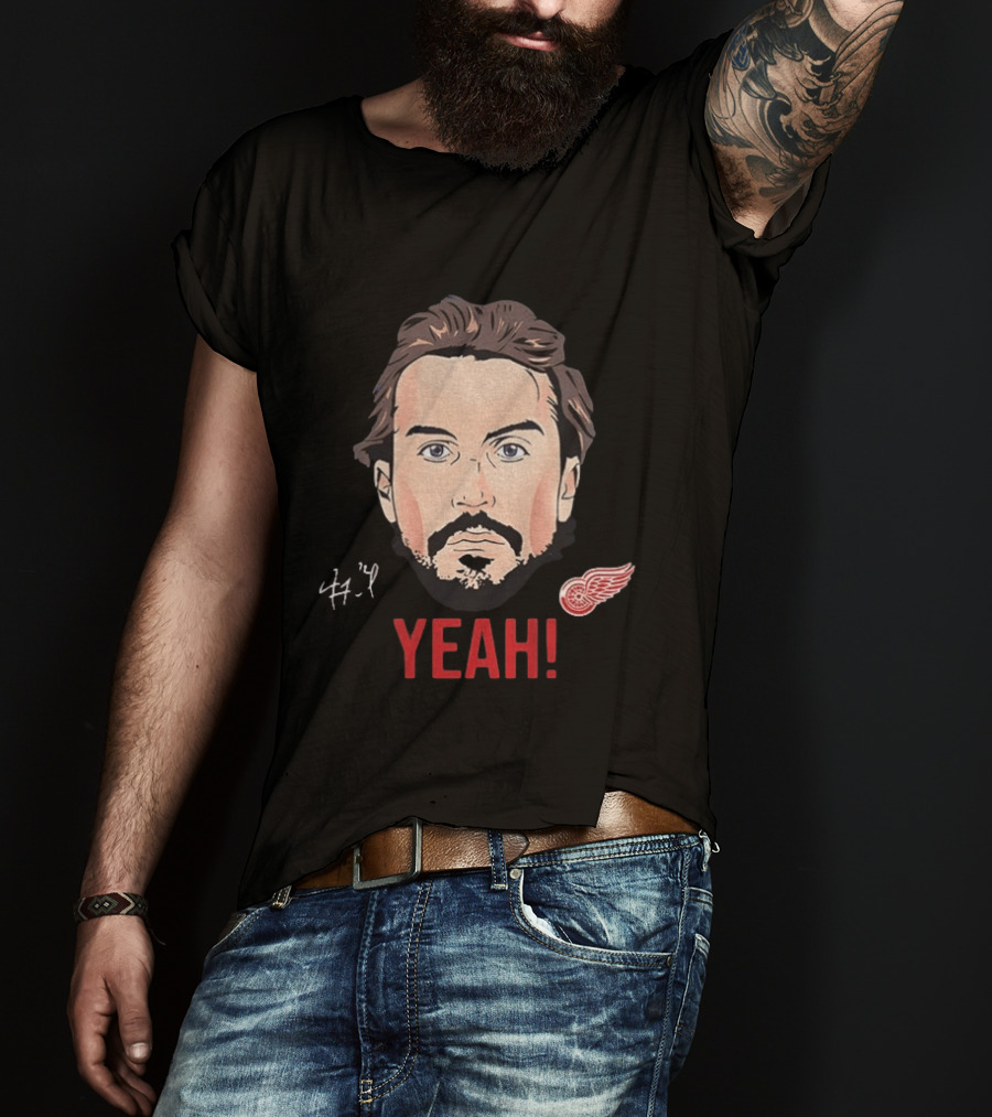 Justin Faulk Big Face Cartoon Yeah Red Wings NHL Hockey T-Shirt