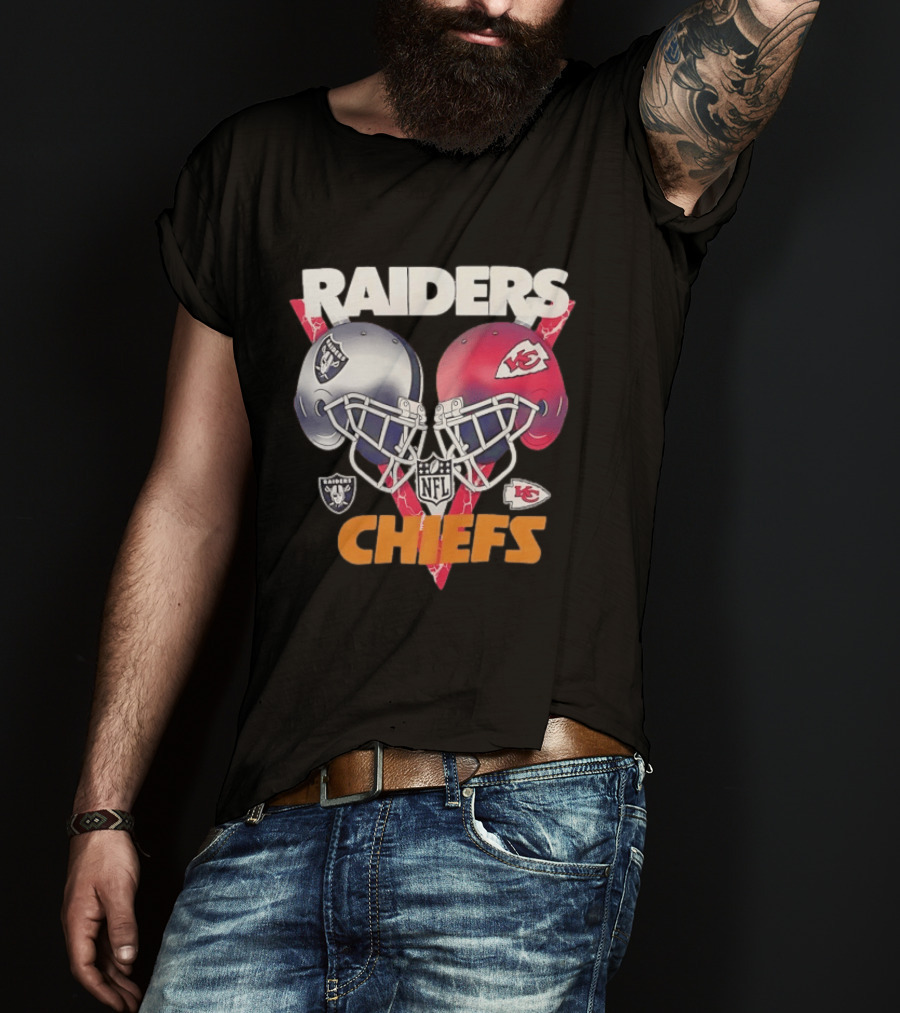Raiders Vs Chiefs NFL Helmet Showdown T-Shirt