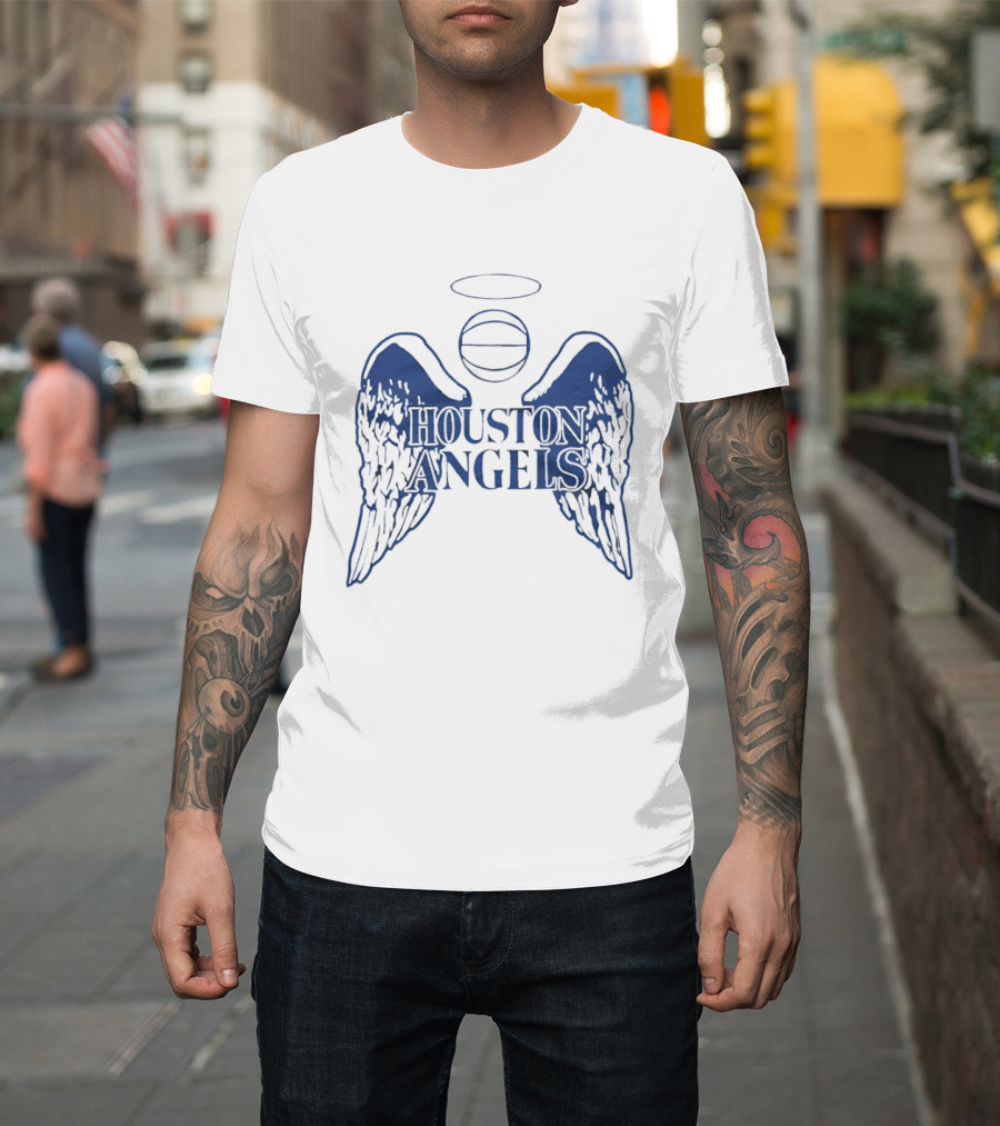 Houston Angels Women's Professional Basketball League Wings And Halo Basketball T-Shirt