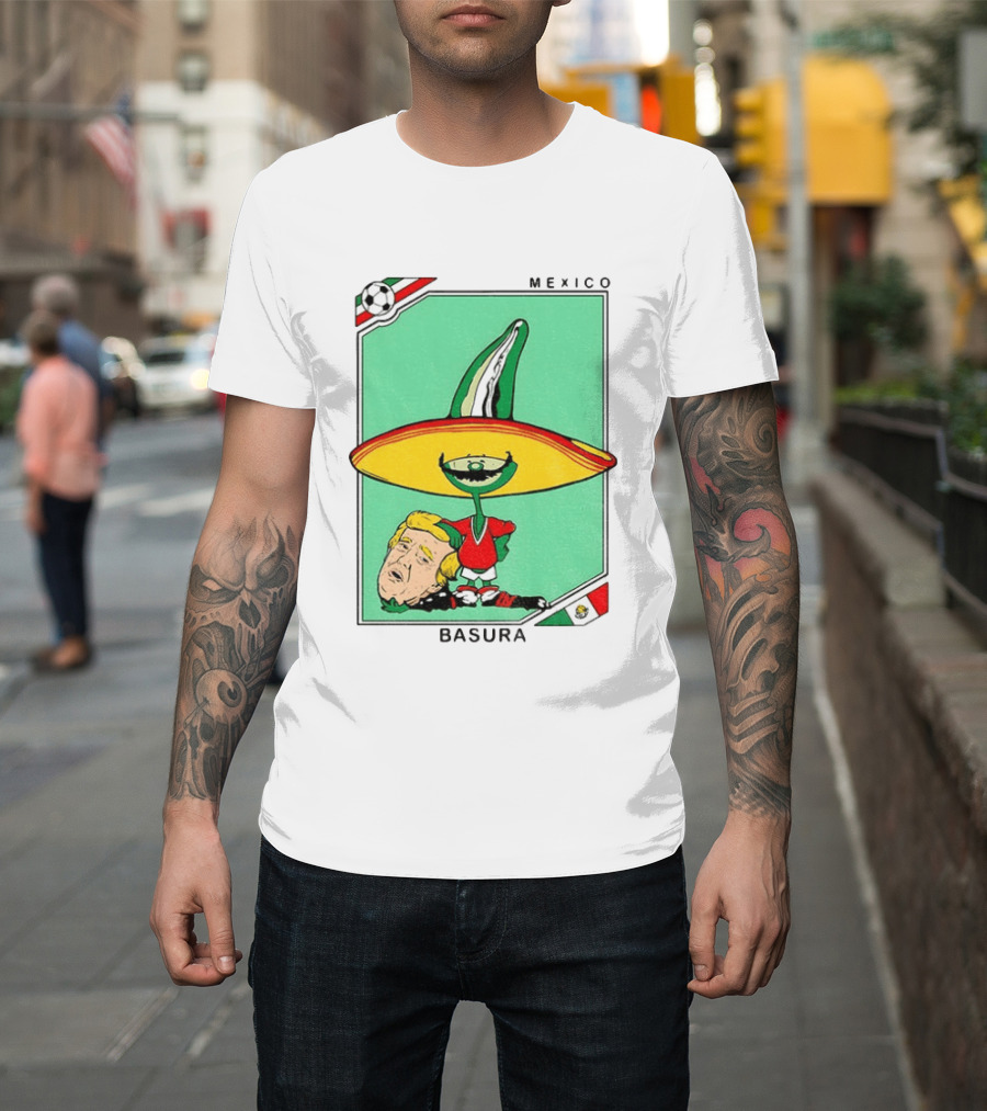 Mexico Basura Trump Football Flag T-Shirt