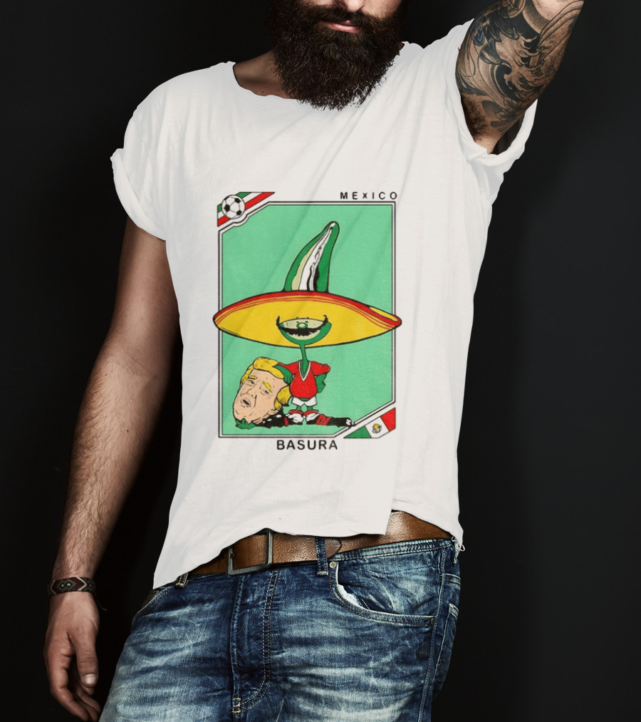 Mexico Basura Trump Football Flag T-Shirt