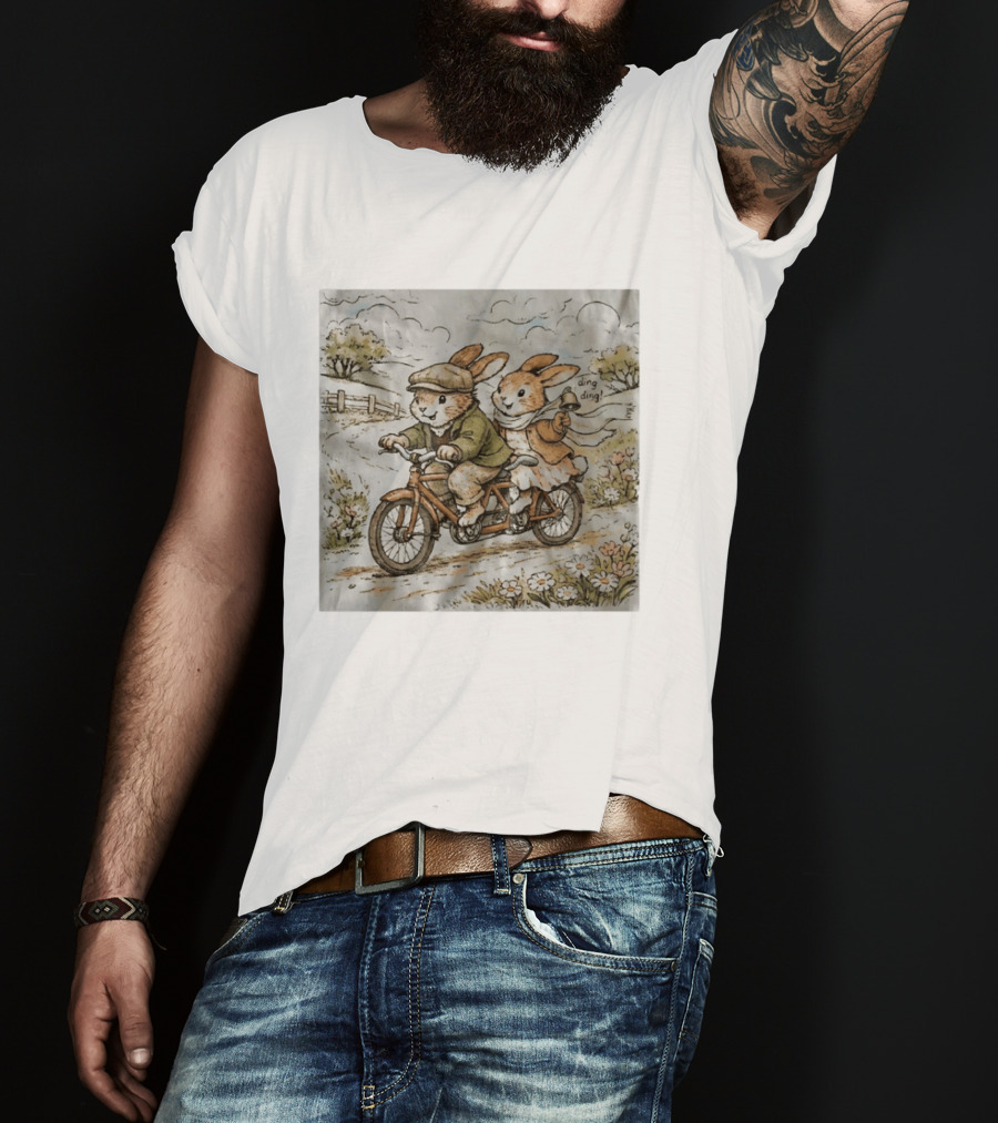Vintage Rabbit Tandem Bike Adventure Ding Ding T-Shirt
