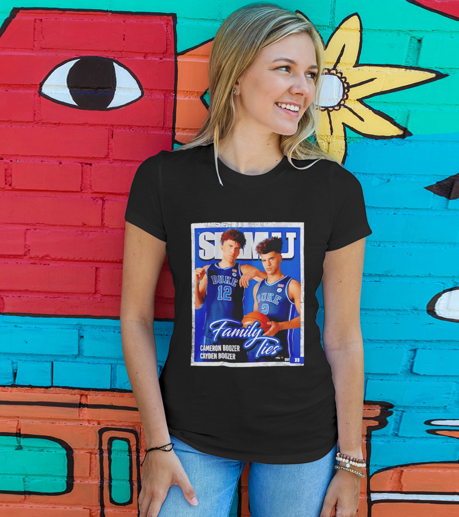 SLAMU Cameron And Cayden Boozer Duke Blue Devils Family Ties Basketball T-Shirt