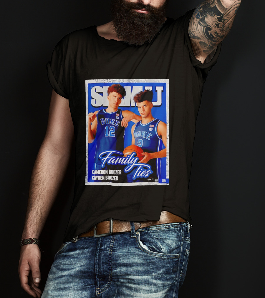SLAMU Cameron And Cayden Boozer Duke Blue Devils Family Ties Basketball T-Shirt