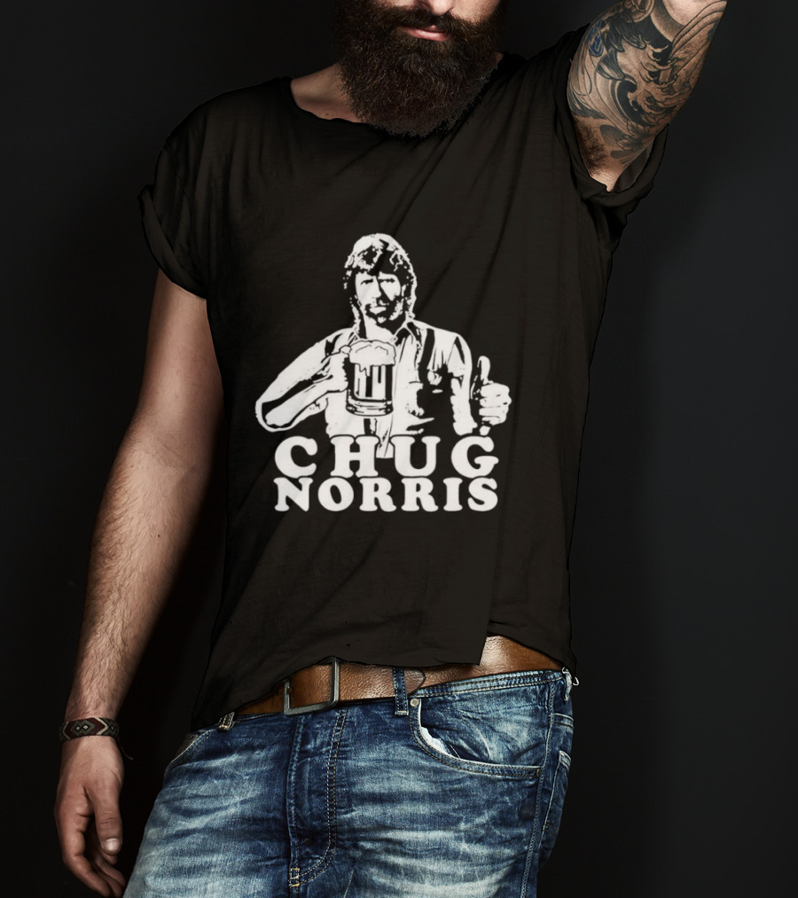 Chug Norris Drinking Beer Thumbs Up T-Shirt