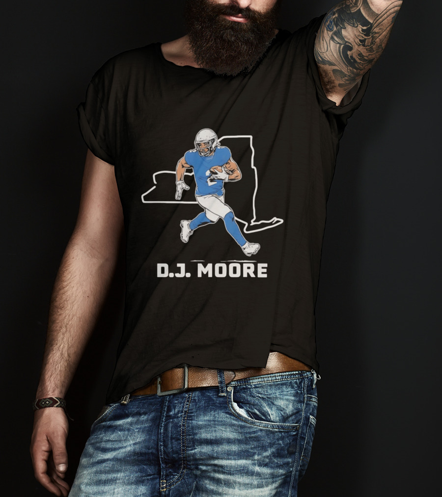 DJ Moore Football Player Carolina Panthers New York Map T-Shirt