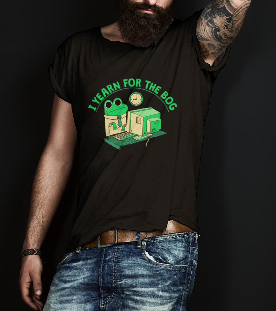 Frog Yearning For The Bog With Retro Computer Charm T-Shirt
